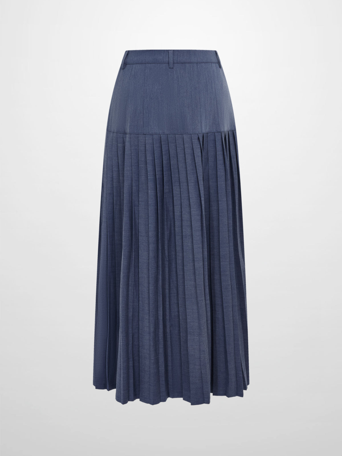 Stitched Pocket Yoke Pleat Skirt - Denim