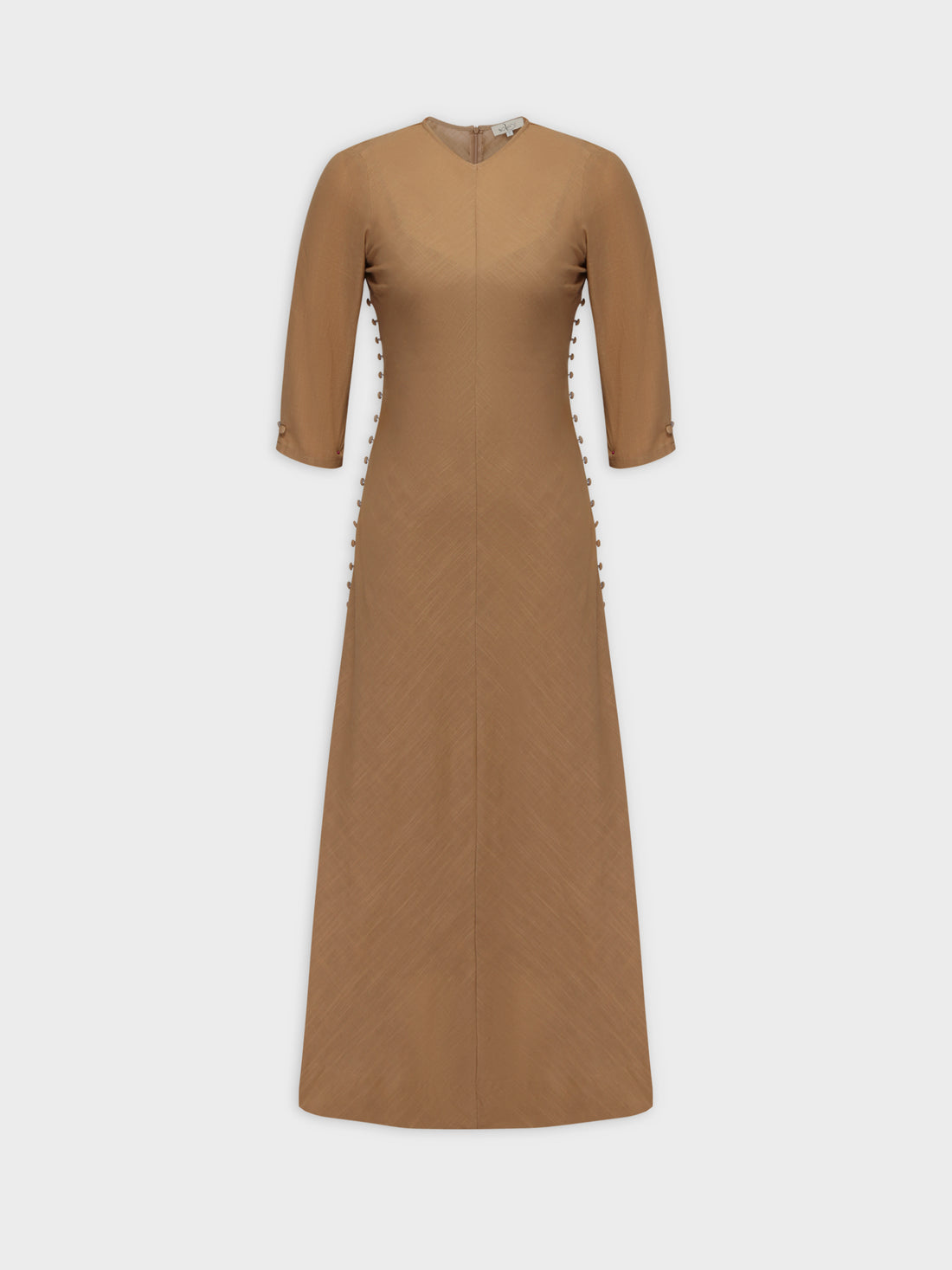 Side Button Dress-Tan