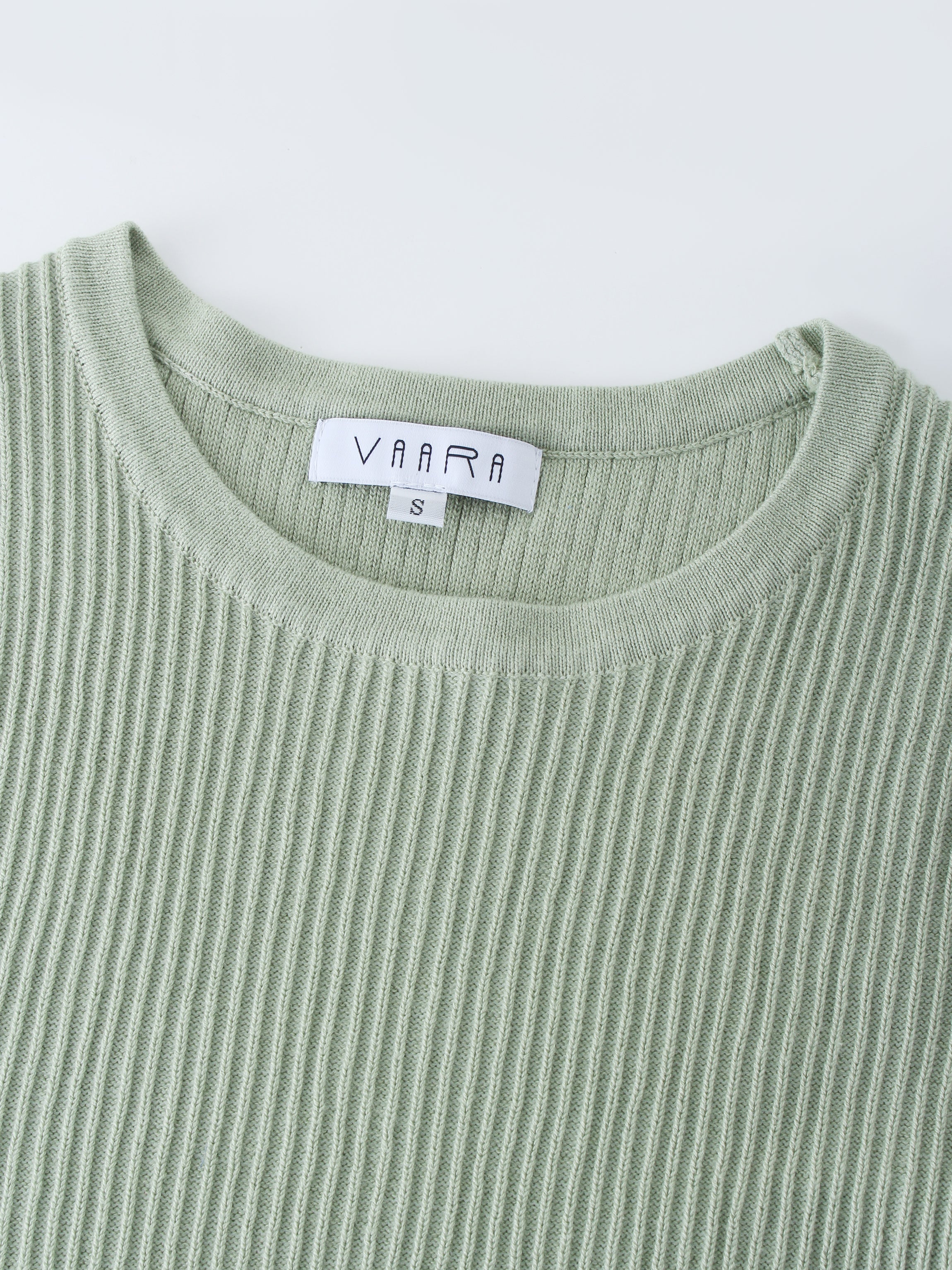 Sleeveless Ribbed Crew-Seafoam