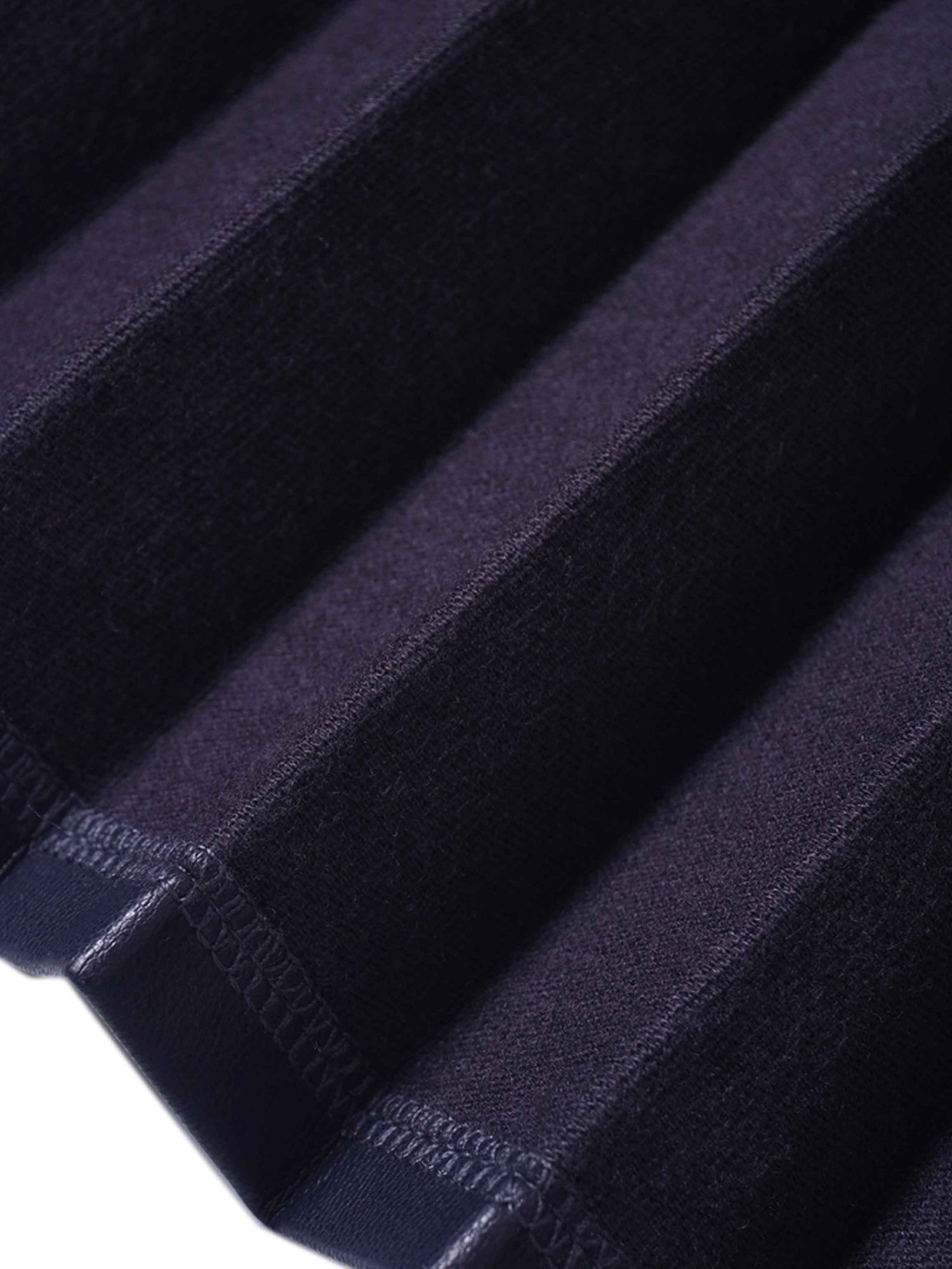 Accordion Pleated Faux Leather Skirt-Navy