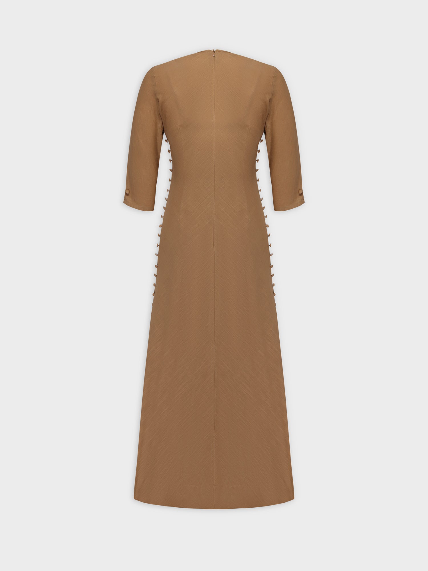 Side Button Dress-Tan