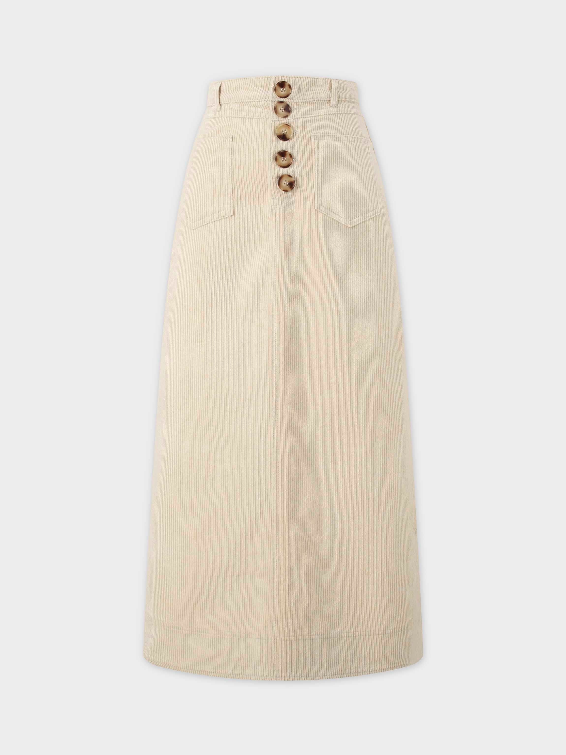 Straight Pocket Skirt-Ivory