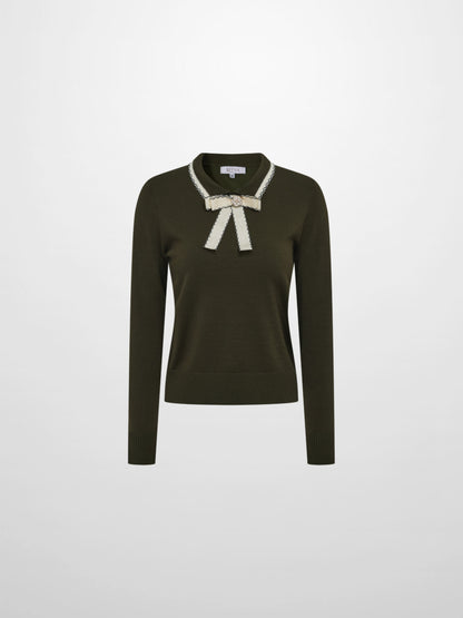 Ribbon Bow Sweater - Green