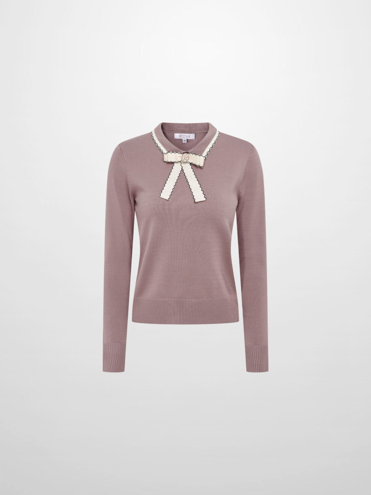 Ribbon Bow Sweater - Mauve/Taupe