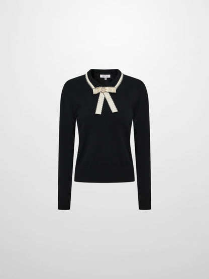 Ribbon Bow Sweater - Black