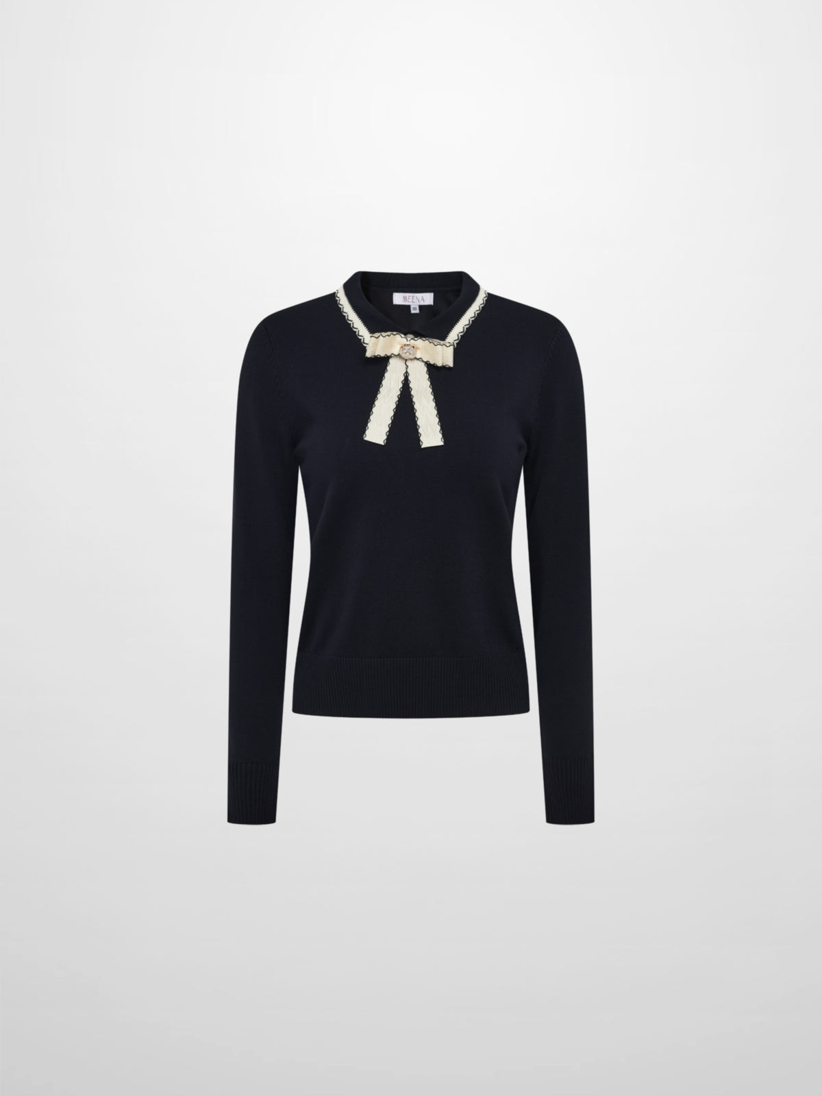 Ribbon Bow Sweater - Navy