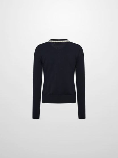 Ribbon Bow Sweater - Navy