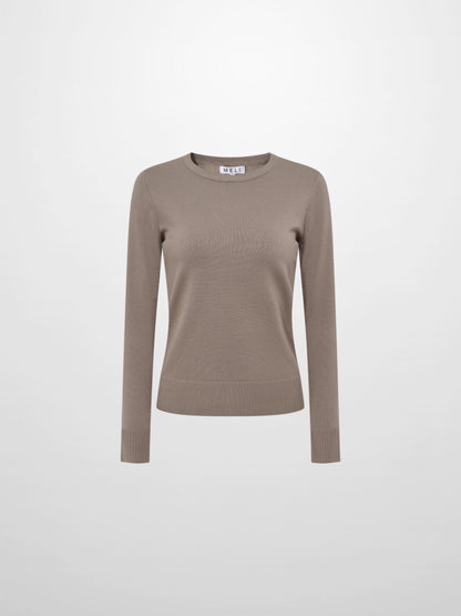 Basic Knit Crew Sweater - Warm Taupe