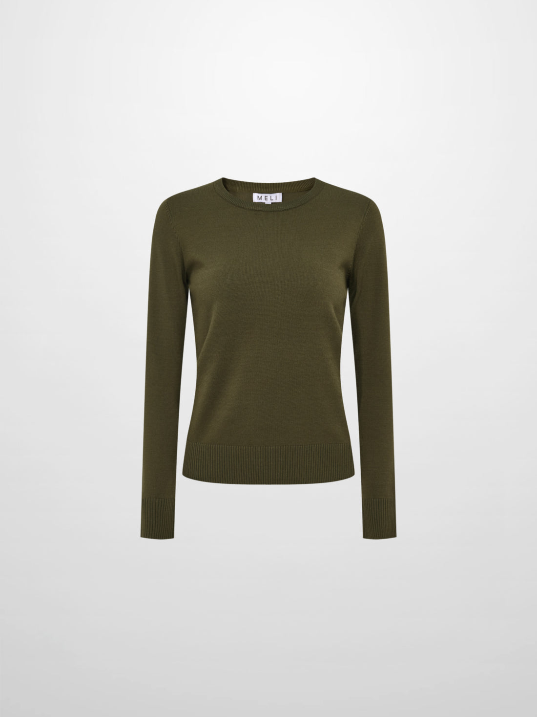 Basic Knit Crew Sweater - Olive Green