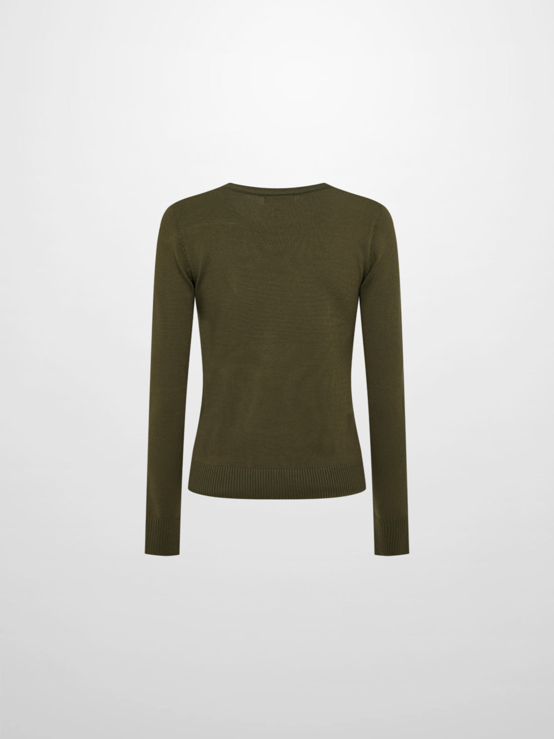Basic Knit Crew Sweater - Olive Green