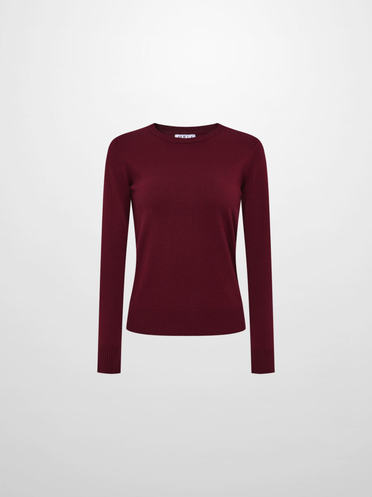 Basic Knit Crew Sweater - Burgundy