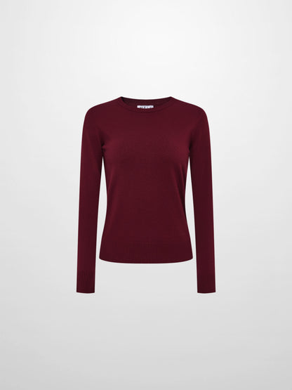 Basic Knit Crew Sweater - Burgundy