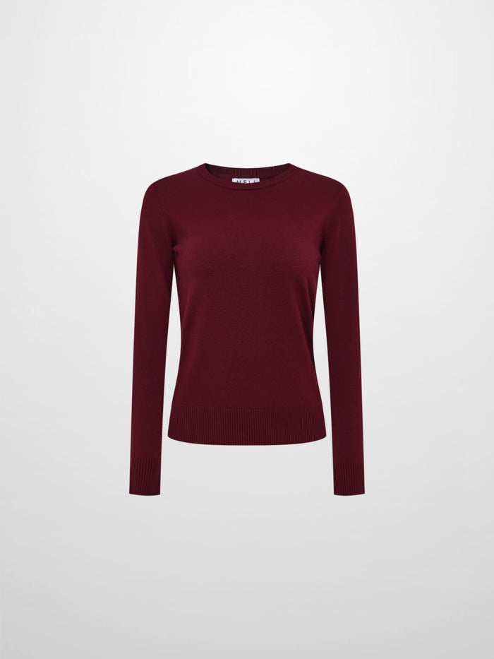 Basic Knit Crew Sweater - Burgundy