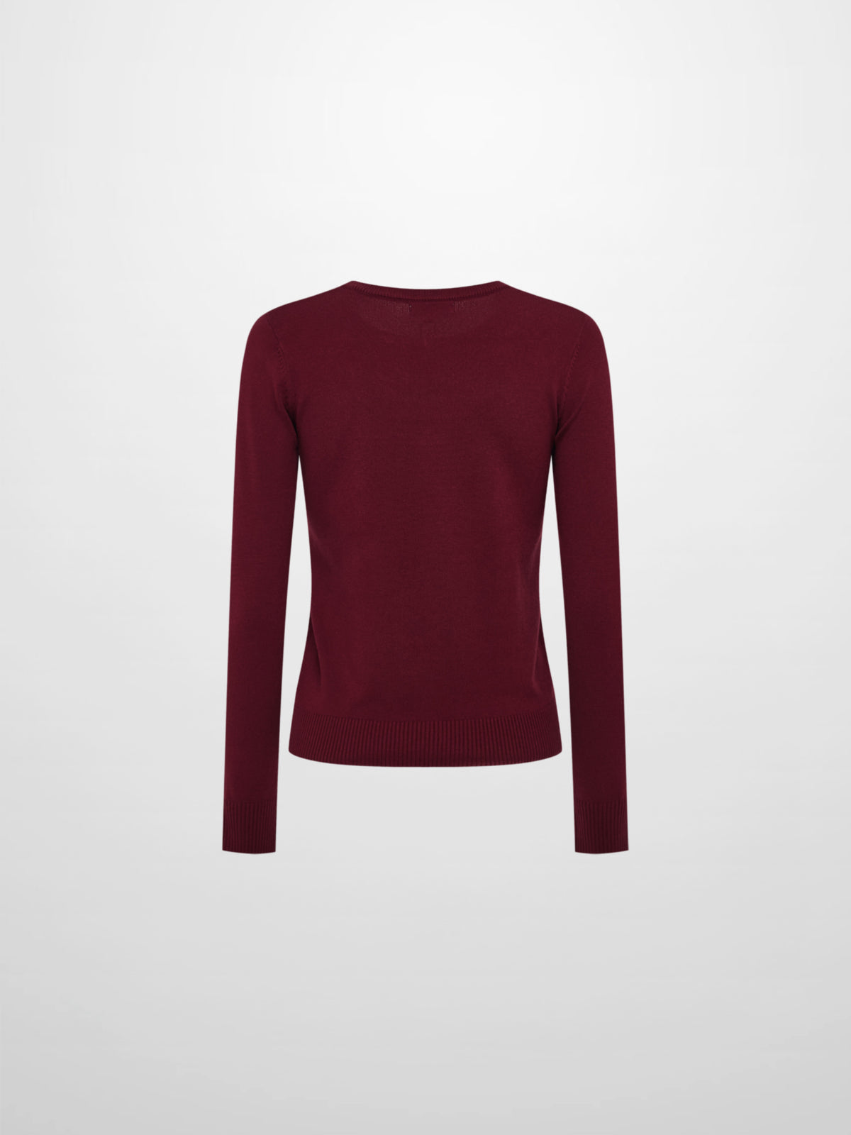 Basic Knit Crew Sweater - Burgundy
