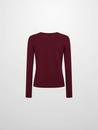 Basic Knit Crew Sweater - Burgundy