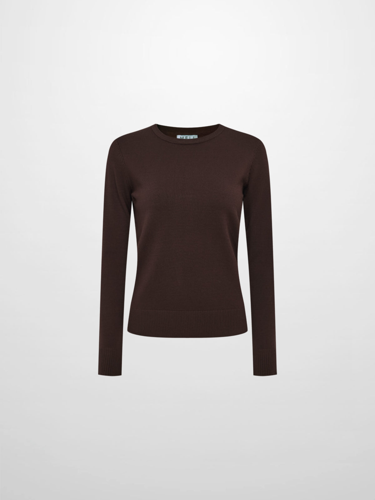 Basic Knit Crew Sweater - Chocolate Brown