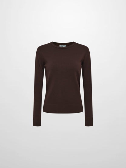 Basic Knit Crew Sweater - Chocolate Brown