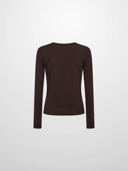 Basic Knit Crew Sweater - Chocolate Brown