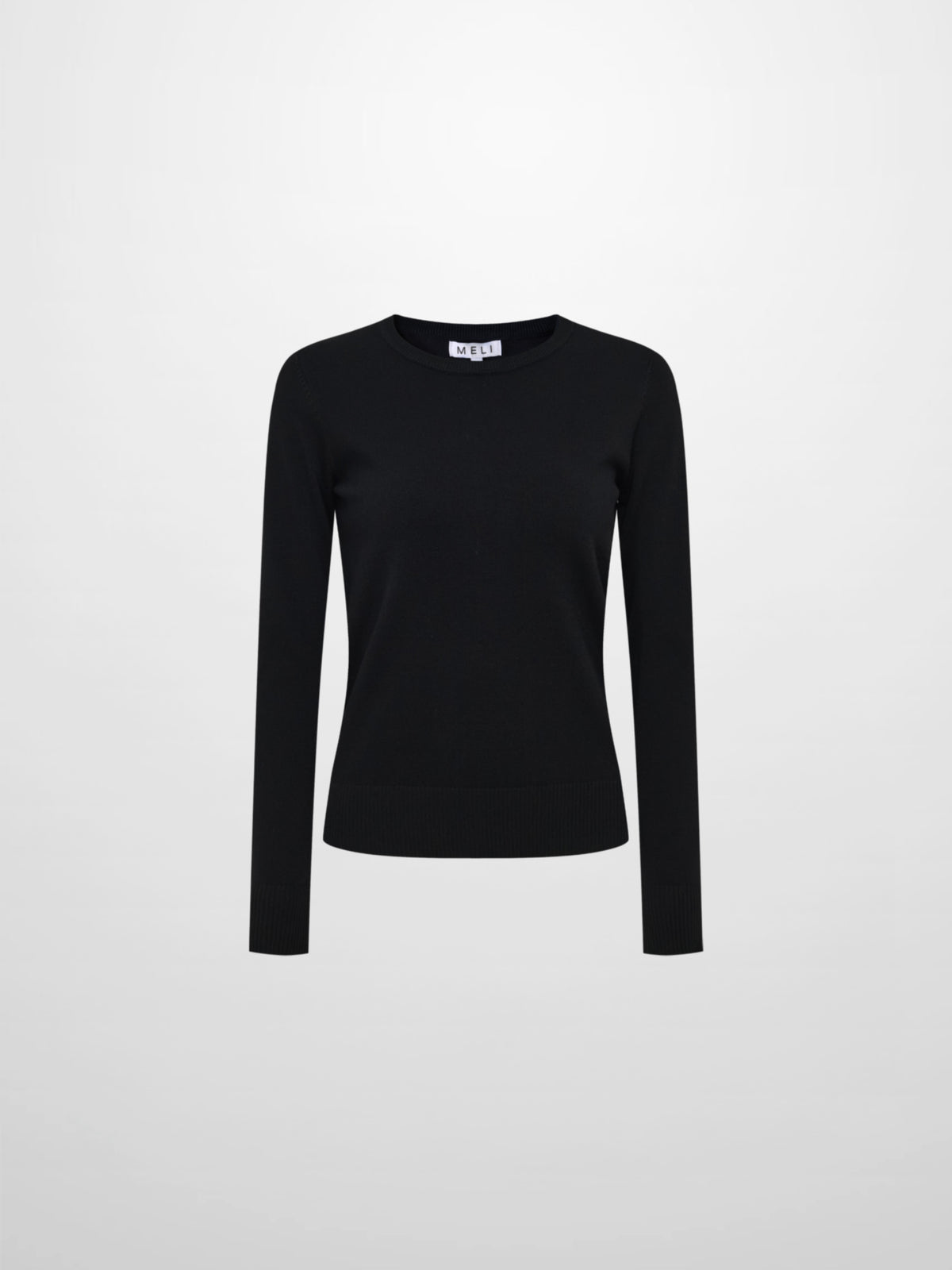 Basic Knit Crew Sweater - Black