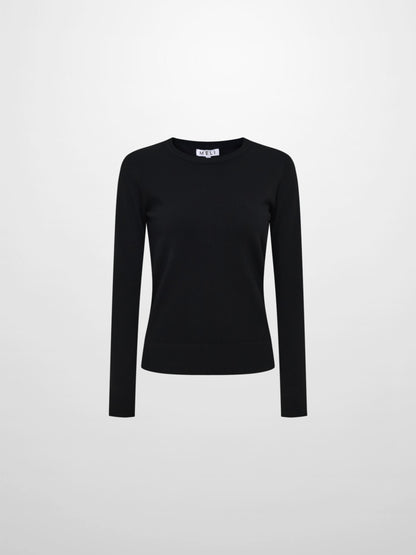 Basic Knit Crew Sweater - Black