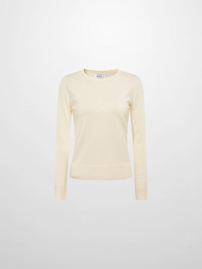 Basic Knit Crew Sweater - Cream