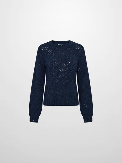 Crochet Sparkle Sweater - Navy