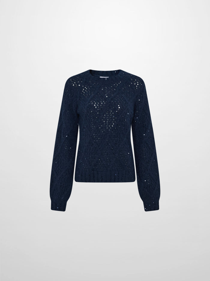 Crochet Sparkle Sweater - Navy