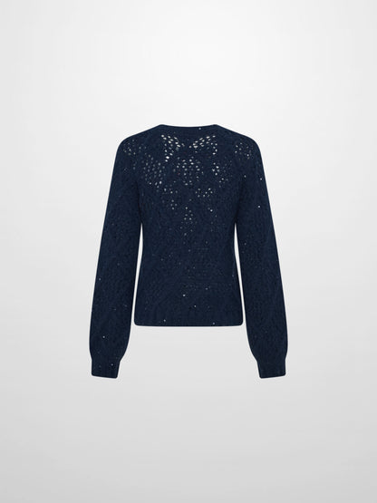 Crochet Sparkle Sweater - Navy