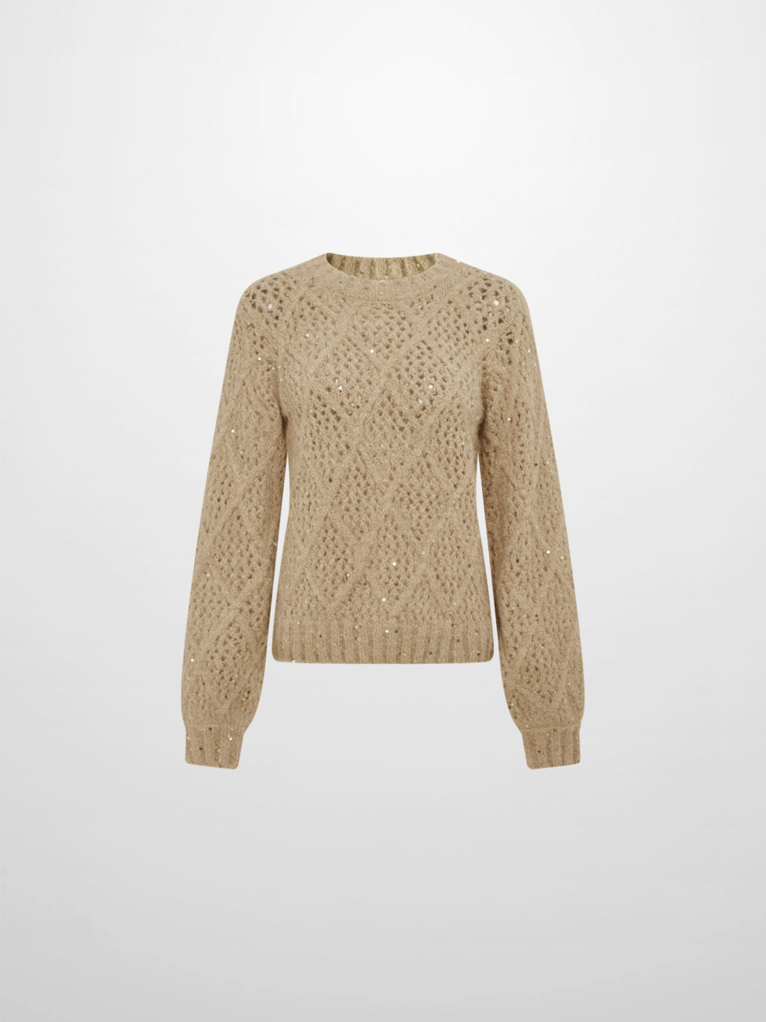 Crochet Sparkle Sweater - Green/Tan