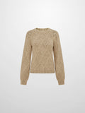 Crochet Sparkle Sweater - Green/Tan