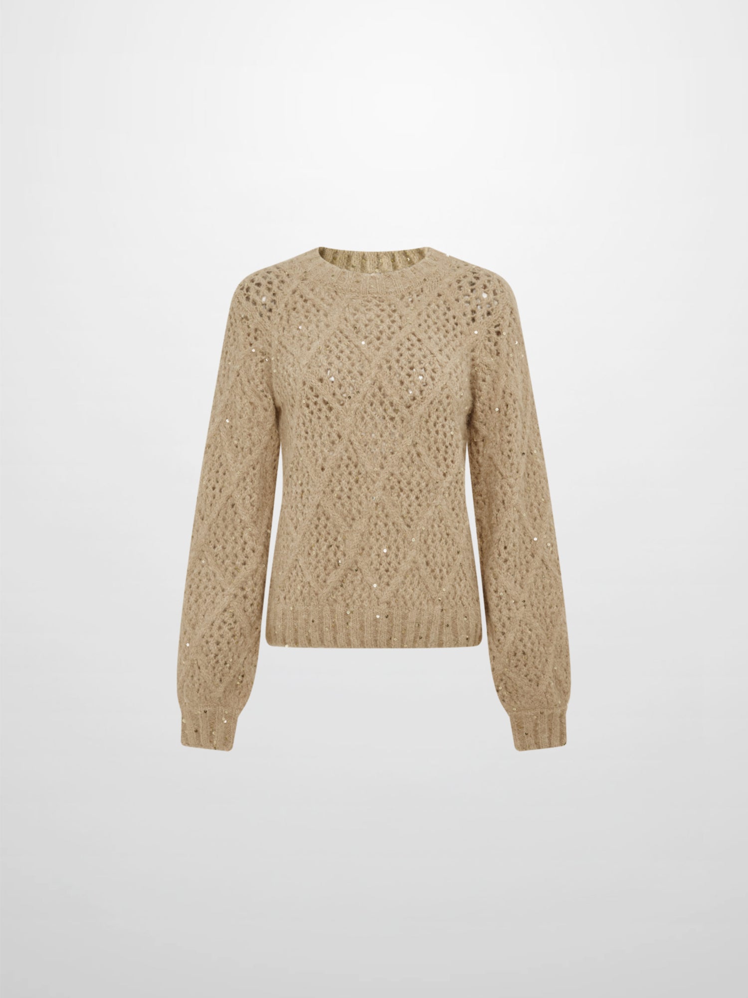 Crochet Sparkle Sweater - Green/Tan