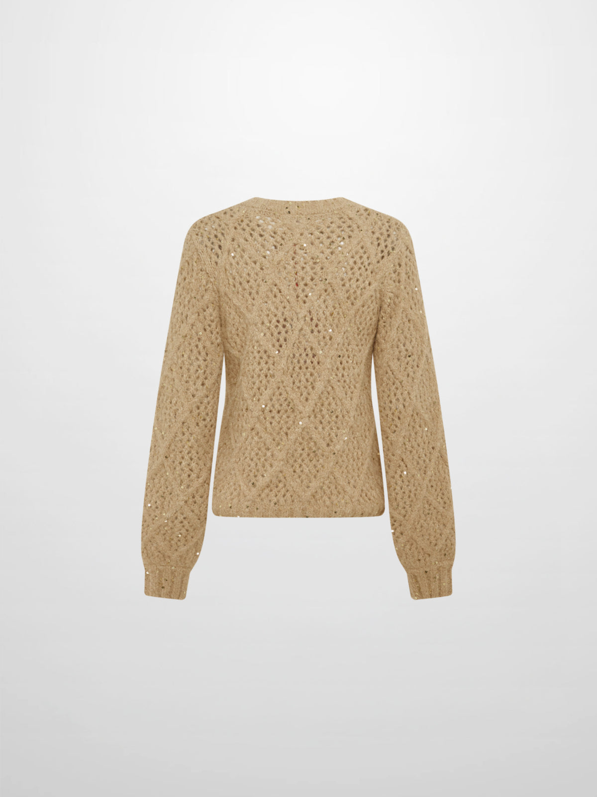 Crochet Sparkle Sweater - Green/Tan