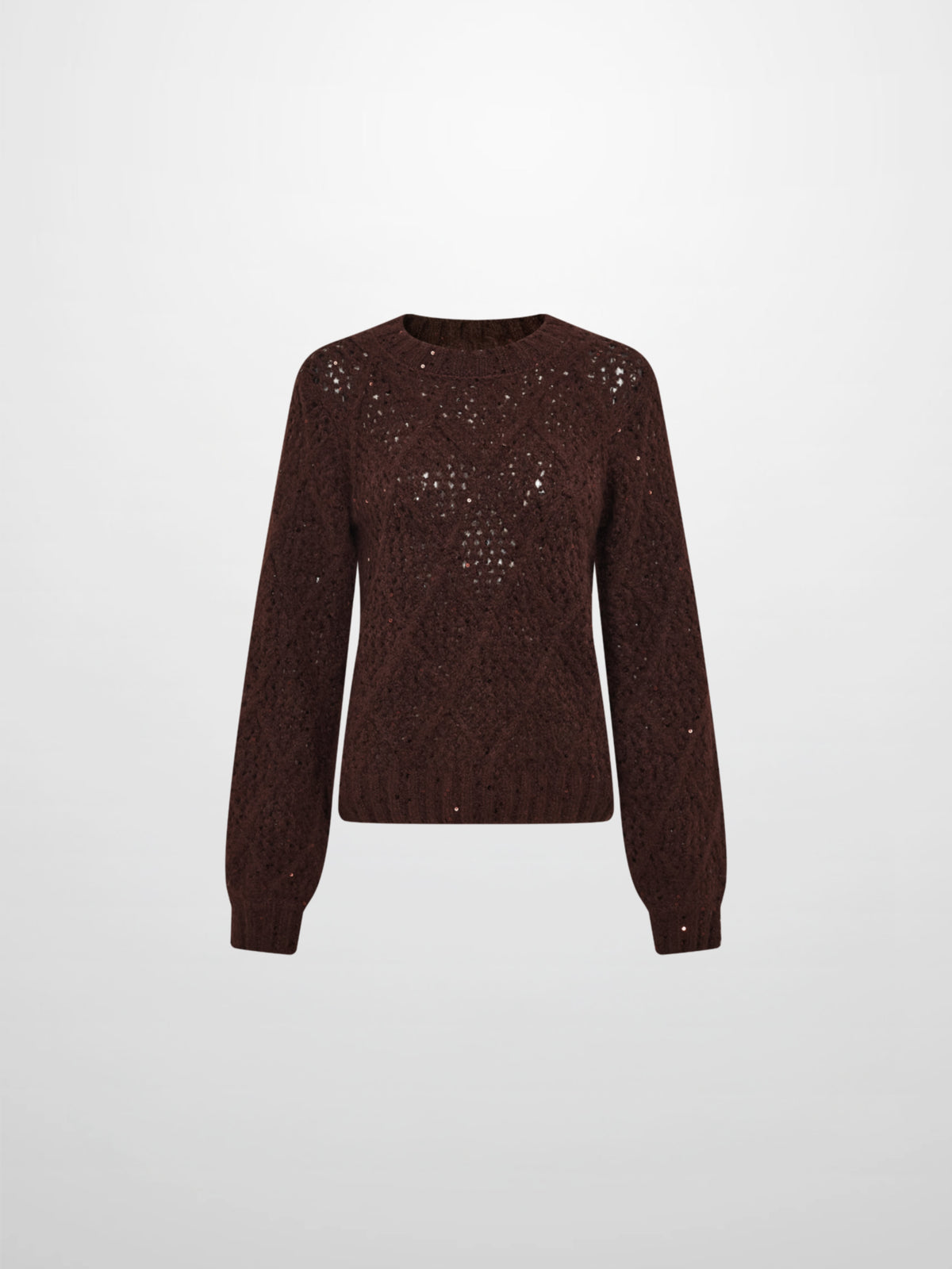Crochet Sparkle Sweater - Brown