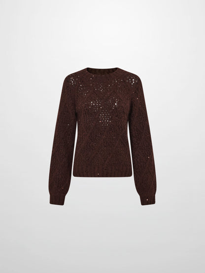 Crochet Sparkle Sweater - Brown