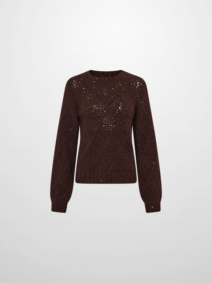 Crochet Sparkle Sweater - Brown