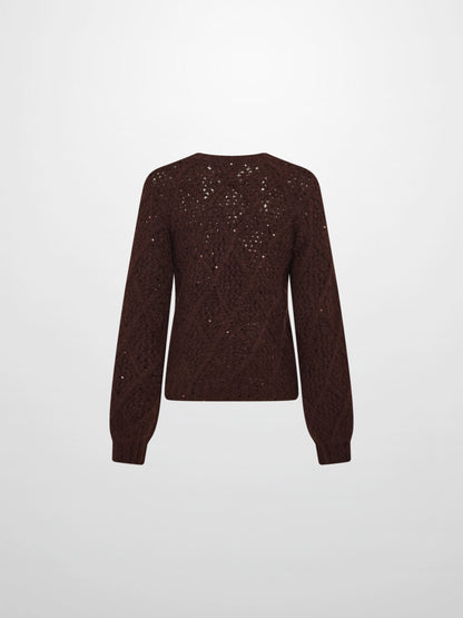 Crochet Sparkle Sweater - Brown