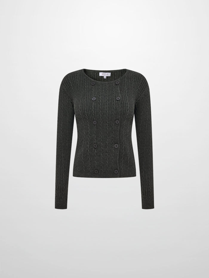 Double Breasted Cardigan - Grey