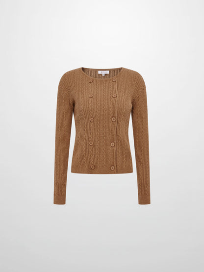Double Breasted Cardigan - Camel