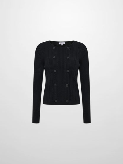 Double Breasted Cardigan - Black