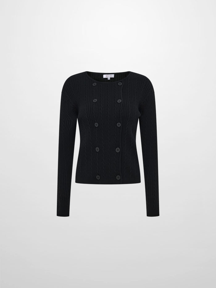 Double Breasted Cardigan - Black