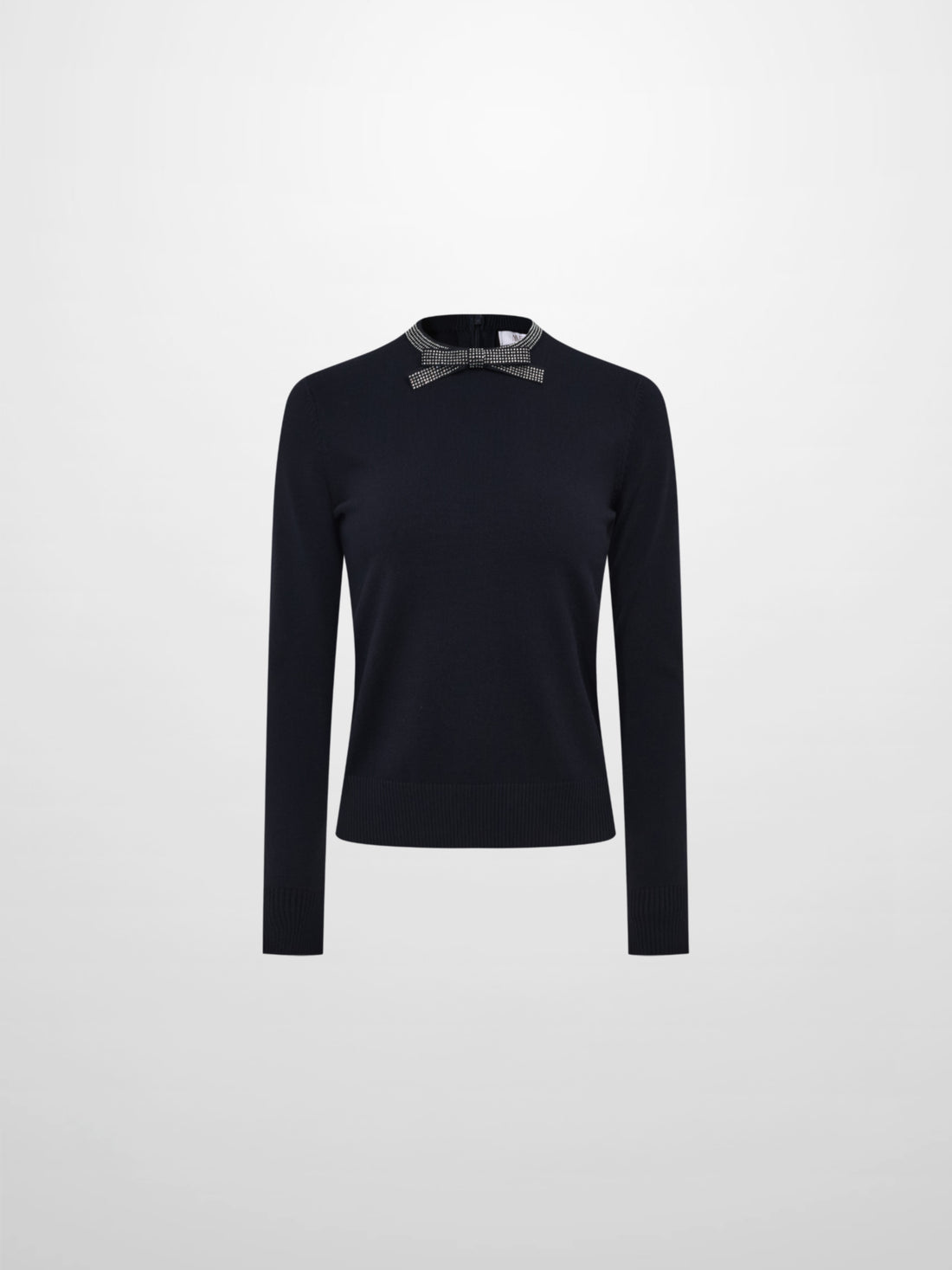 Rhinestone Neck Sweater - Navy