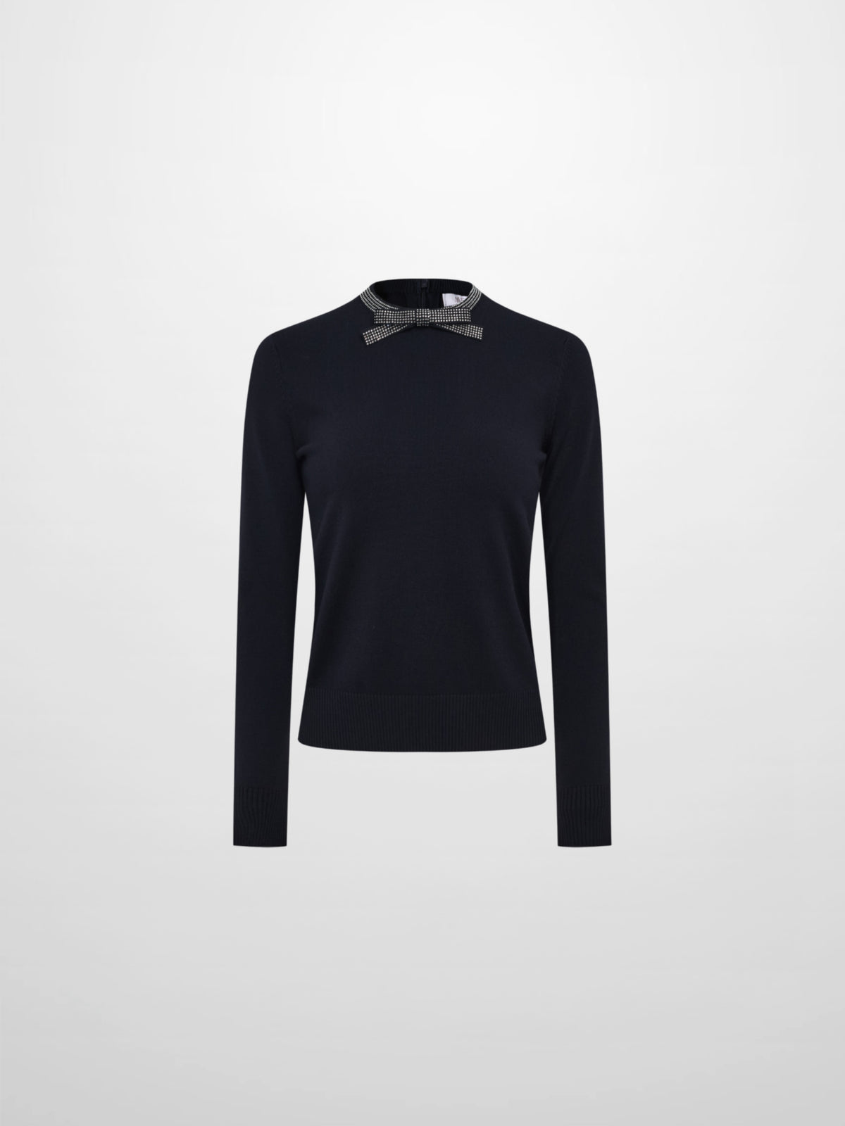 Rhinestone Neck Sweater - Navy