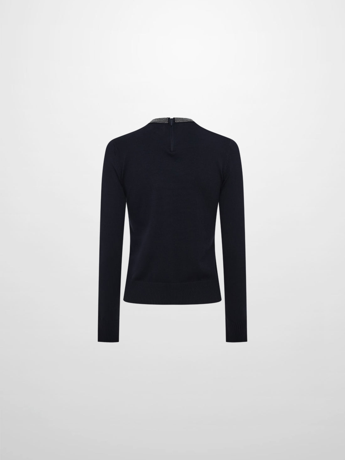 Rhinestone Neck Sweater - Navy