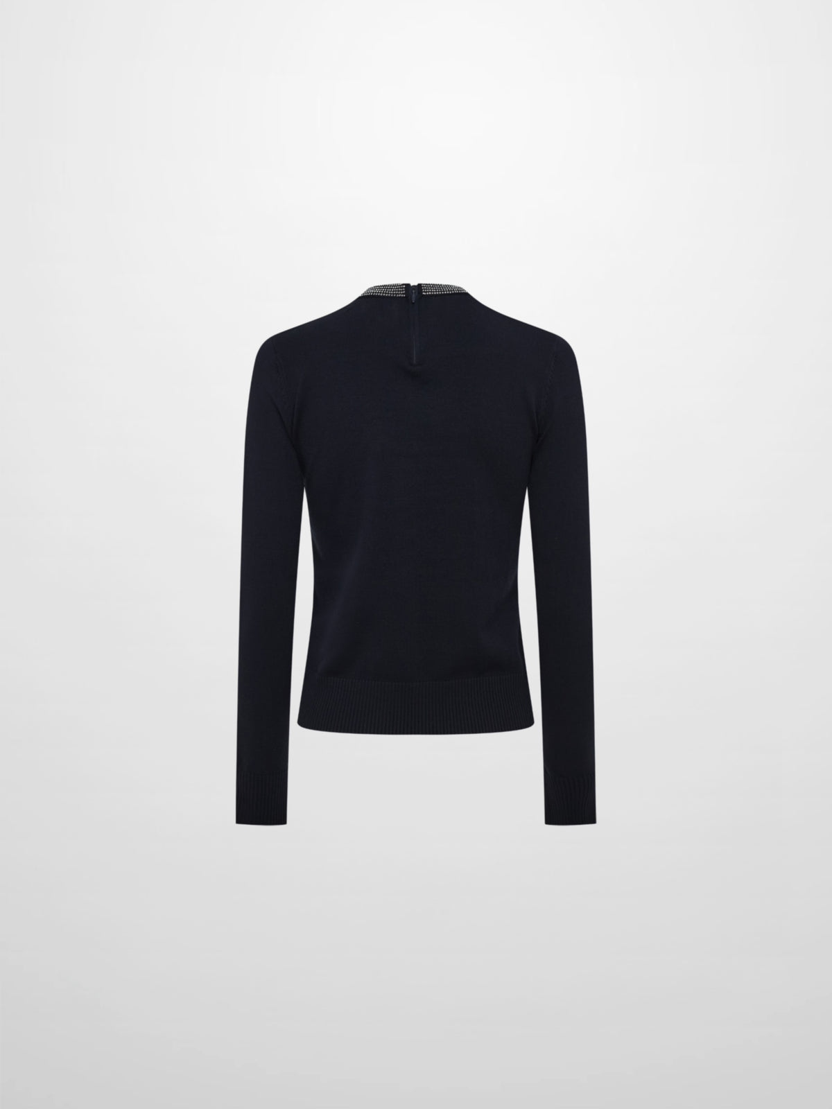 Rhinestone Neck Sweater - Navy