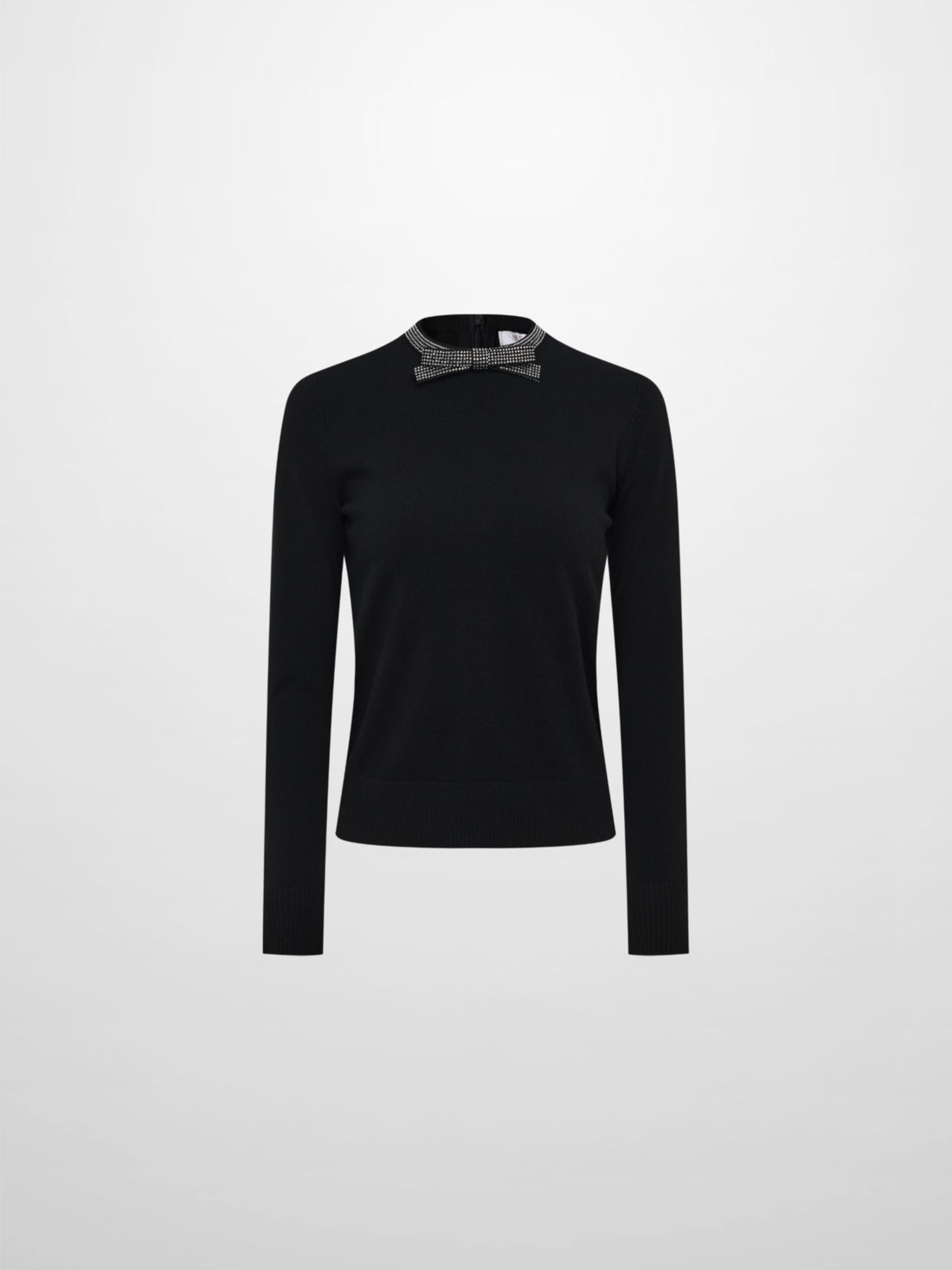 Rhinestone Neck Sweater - Black