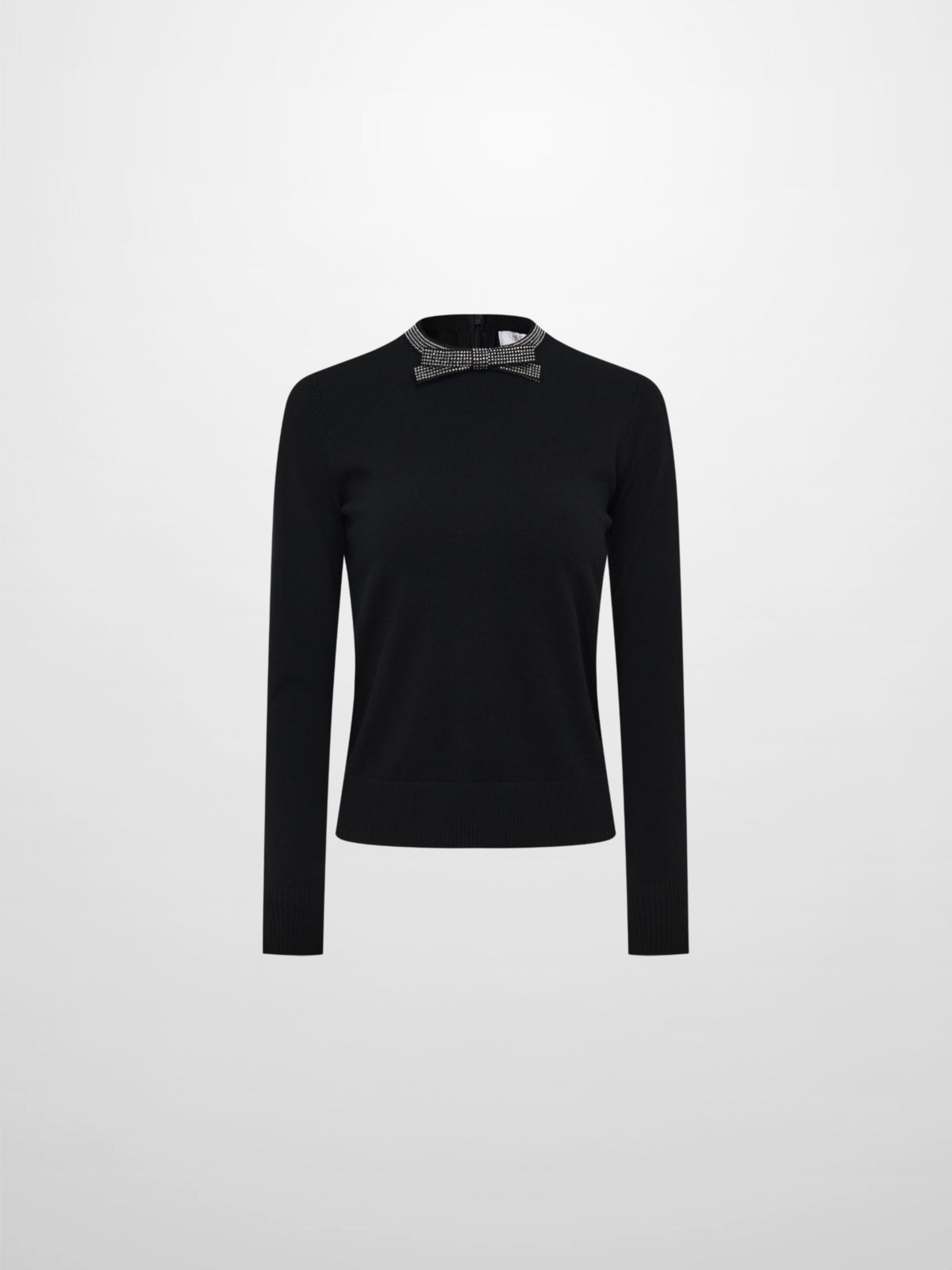 Rhinestone Neck Sweater - Black