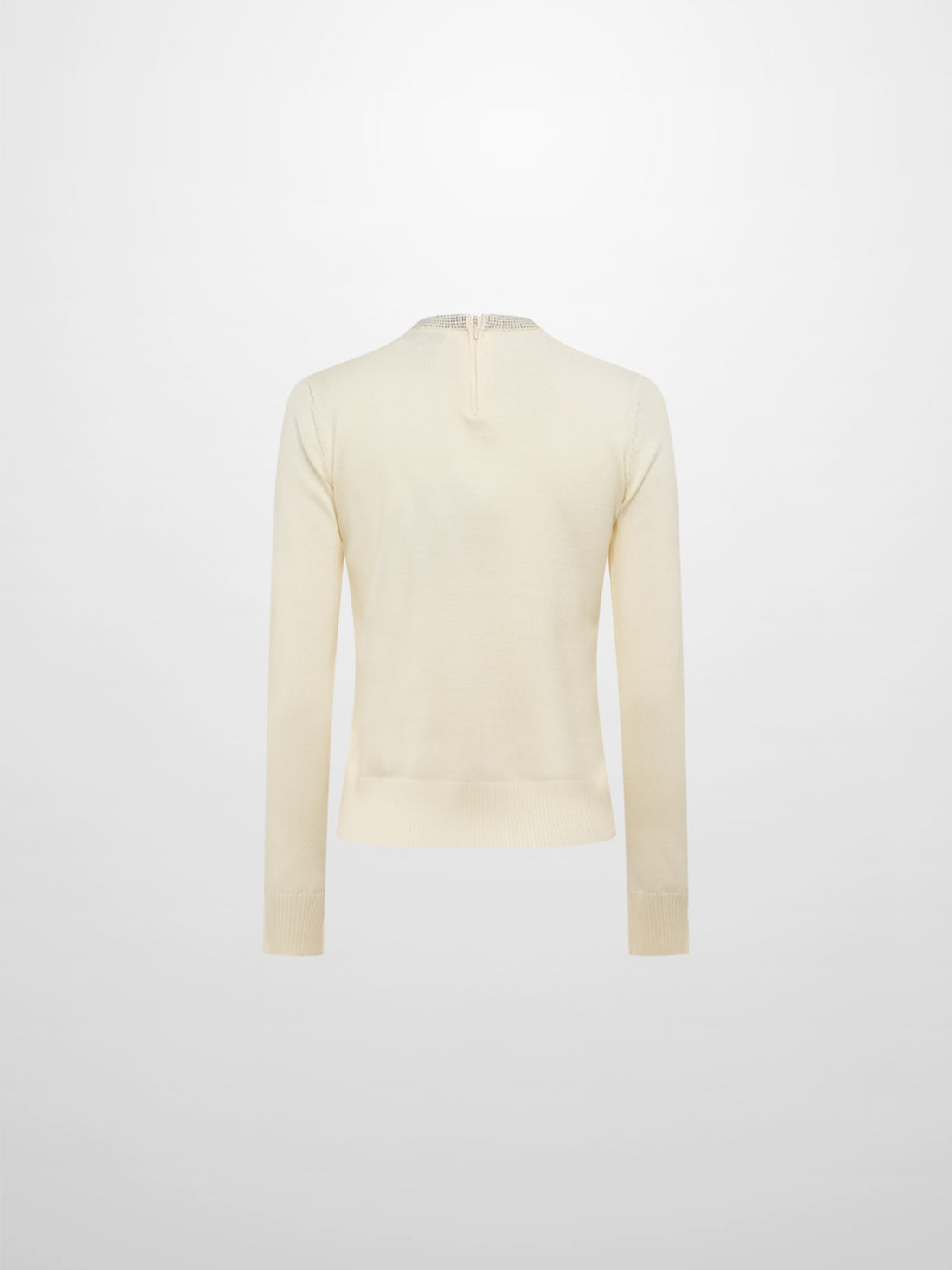 Rhinestone Neck Sweater - Cream