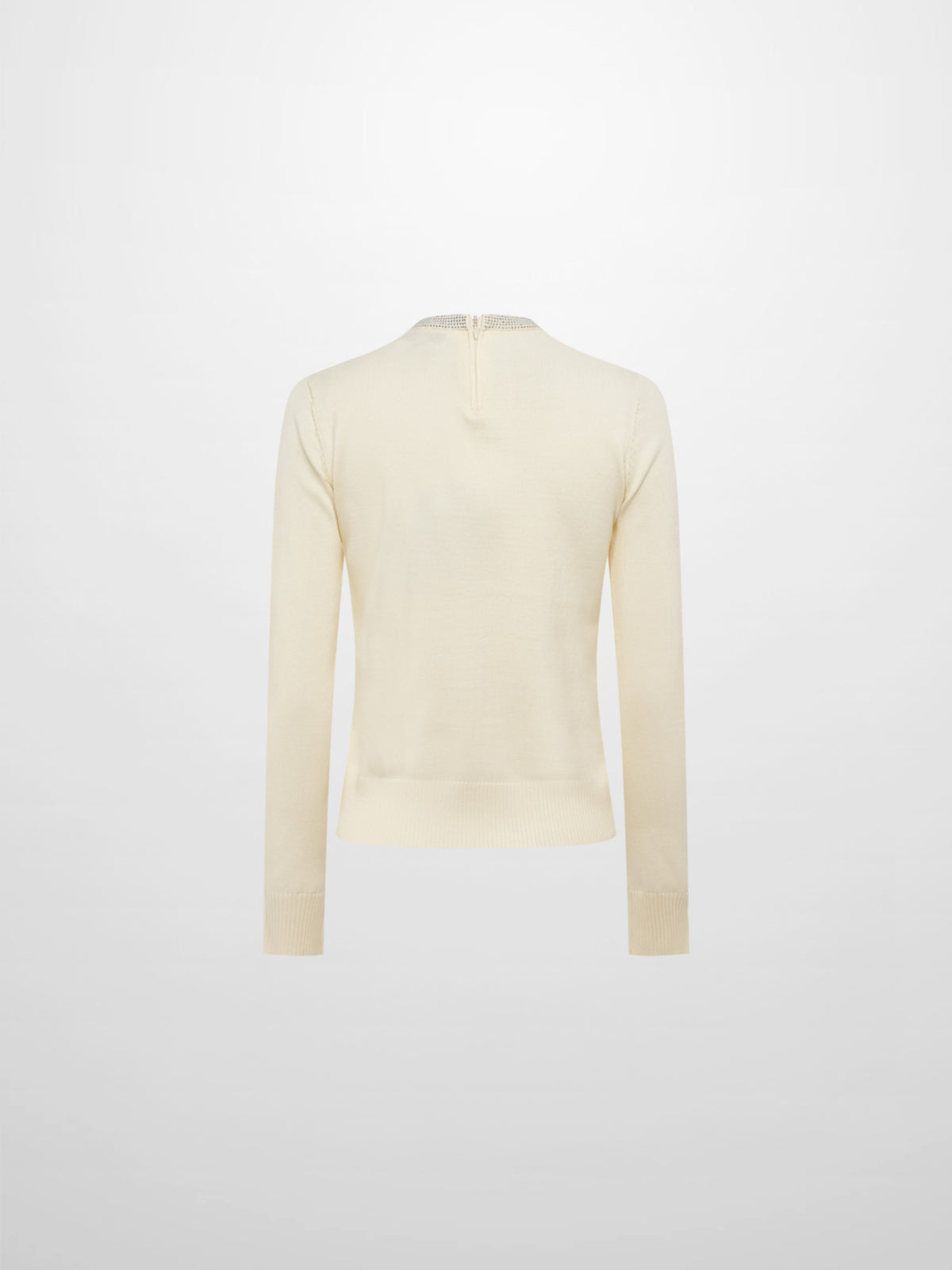 Rhinestone Neck Sweater - Cream