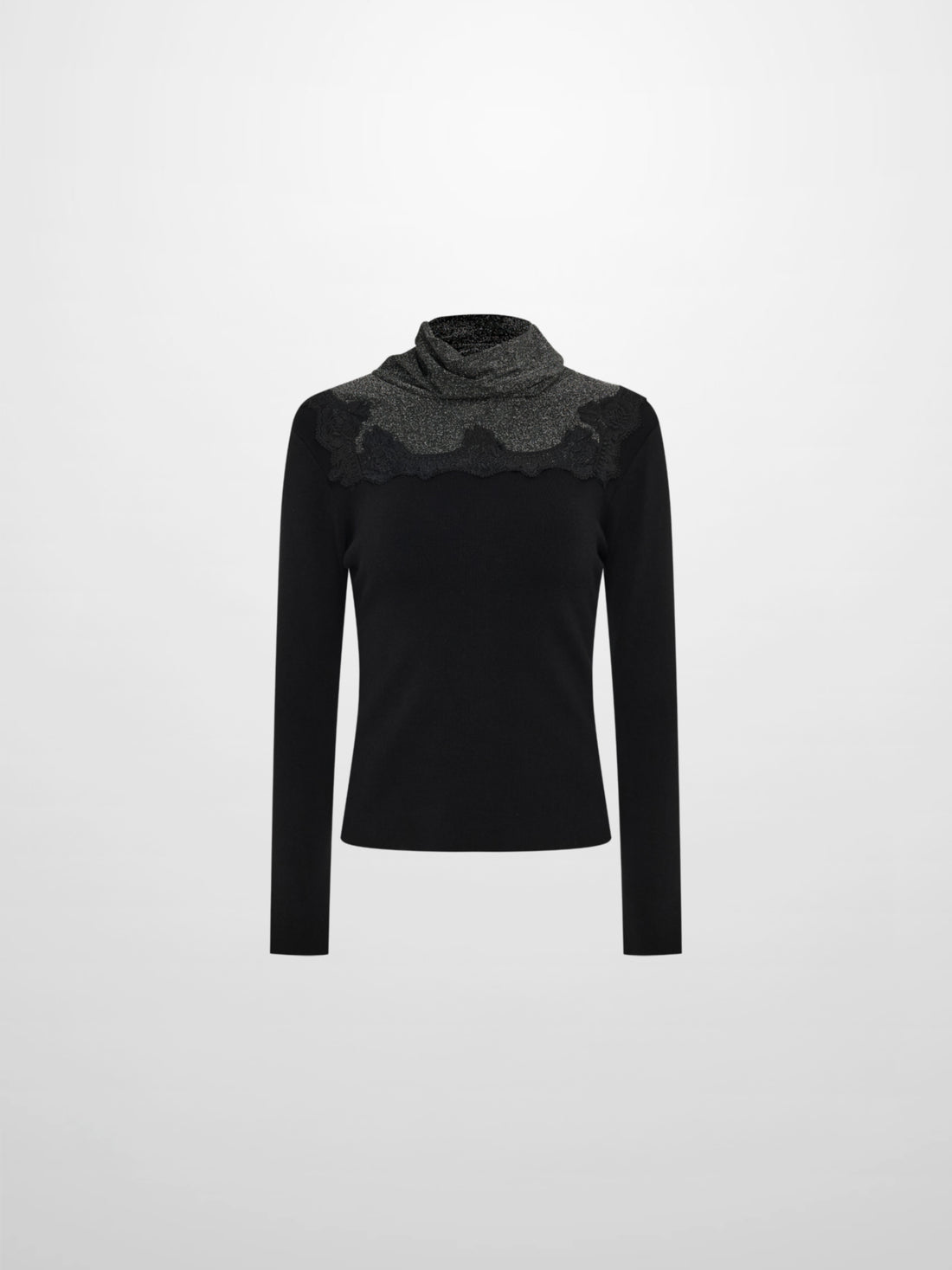 Lurex and Lace Sweater - Black/Silver
