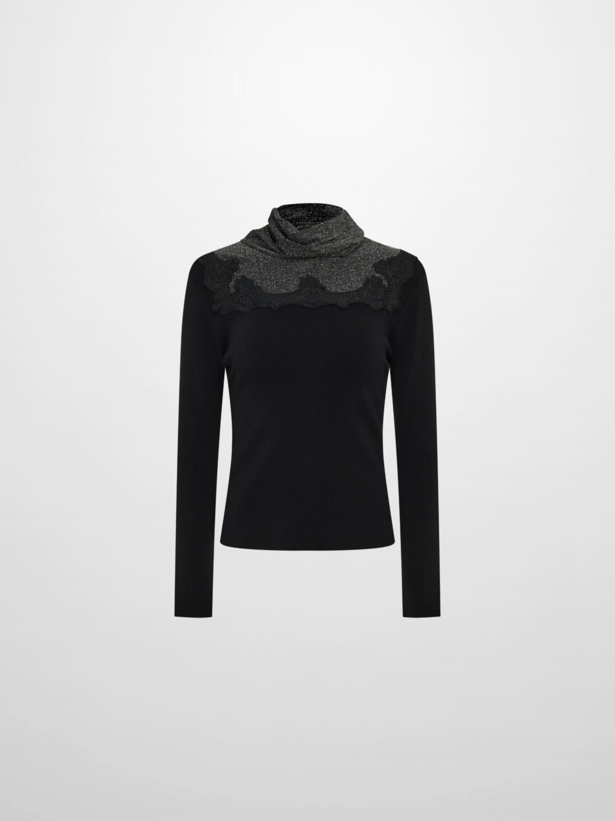 Lurex and Lace Sweater - Black/Silver